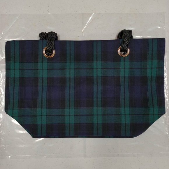 Waterproof Plaid Woven Tote Shoulder Bag - Picture 10 of 13